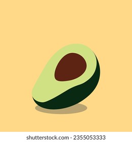 Vektorsymbol-Illustration einer Hälfte eines reifen Avocado auf braunem Hintergrund
