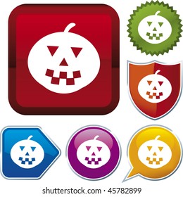 Vector icon illustration of halloween over diverse buttons. Only global colors. CMYK. Easy color and proportions changes.