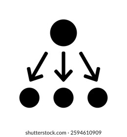 Vector icon illustration of a hierarchical image with arrows coming out of the figure.