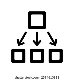 Vector icon illustration of a hierarchical image with arrows coming out of the figure.