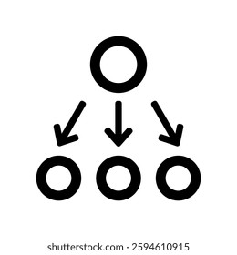 Vector icon illustration of a hierarchical image with arrows coming out of the figure.