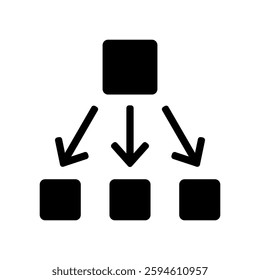 Vector icon illustration of a hierarchical image with arrows coming out of the figure.