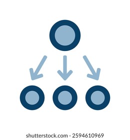 Vector icon illustration of a hierarchical image with arrows coming out of the figure.