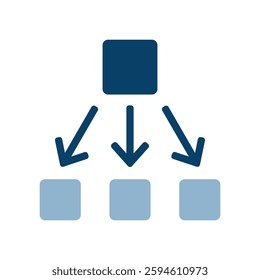 Vector icon illustration of a hierarchical image with arrows coming out of the figure.