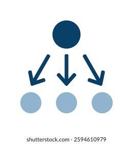 Vector icon illustration of a hierarchical image with arrows coming out of the figure.
