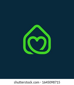Vector Icon Illustration of a Home with a Heart. Loving Logo for Real Estate.