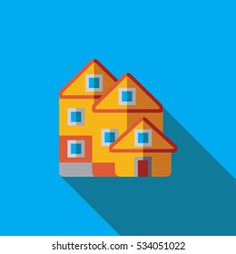 Vector icon or illustration with house in flat design style