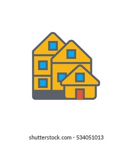 Vector icon or illustration with house in outline style