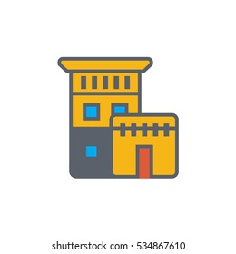 Vector icon or illustration with house in outline style