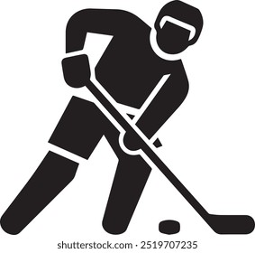 Vector icon illustration of an ice hockey player