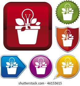 Vector icon illustration of idea over diverse buttons. Only global colors. CMYK. Easy color and proportions changes.