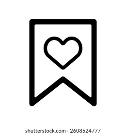 Vector icon illustration of an image of a bookmark with a heart on a ribbon