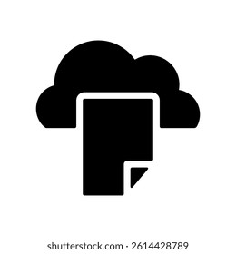 Vector icon illustration of an image of a document in a cloud of clouds and documents.