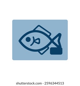 Vector icon illustration of an image of a fish in a tray
