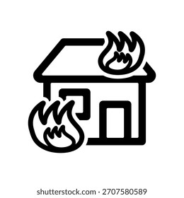Vector icon illustration of an image of a house on fire.