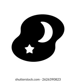 Ilustración del icono del Vector de la Imagen de la luna y las estrellas que flotan en el cielo nocturno.