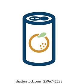 Vector icon illustration of an image of orange juice with oranges on the label