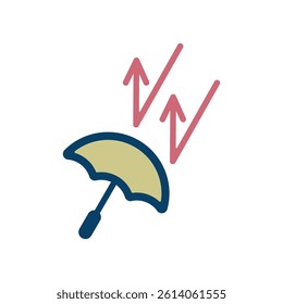 Vector icon illustration of an image of a parasol to protect against ultraviolet rays