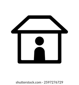 Vector icon illustration of an image of a person in a house.