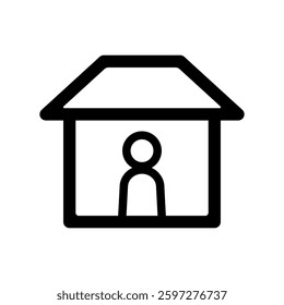 Vector icon illustration of an image of a person in a house.