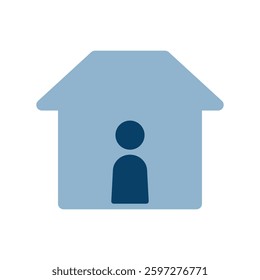 Vector icon illustration of an image of a person in a house.