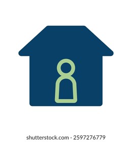 Vector icon illustration of an image of a person in a house.