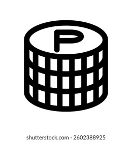Vector icon illustration of an image of a point with P written in a circle.