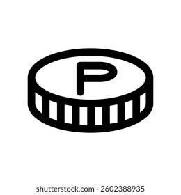 Vector icon illustration of an image of a point with P written in a circle.