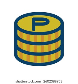 Vector icon illustration of an image of a point with P written in a circle.