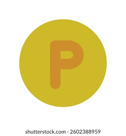 Vector icon illustration of an image of a point with P written in a circle.