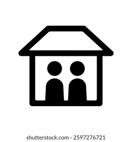 Vector icon illustration of an image of two people living together in a house
