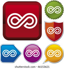 Vector icon illustration of infinite loop over diverse buttons. Only global colors. CMYK. Easy color and proportions changes.