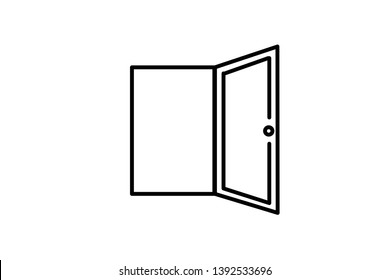 Vector. Icon illustration isolated. Opened door. Element of interior. Symbol of freedom.