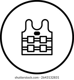 Vector Icon Illustration of a Life Vest Symbol Inside a Circle for Safety