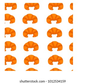 Vector icon illustration logo for fresh French croissant, baked goods on morning breakfast. Croissant pattern consisting of natural sweet product. Eat tasty cakes croissants covered in chocolate cream