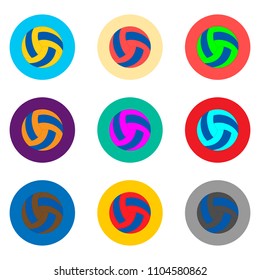 Vector icon illustration logo for set balls for playing volleyball on the beach. Volleyball pattern consisting of flat design with elements mobile web apps. Collection infographic icons volleyballs.