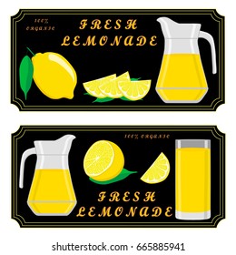 Vector icon illustration logo yellow jug, liquid lemonade, lemon background. Jug pattern consisting of glass pitcher filled waters lemonades, natural product. Lemonade, drink fresh raw liquid of jugs.