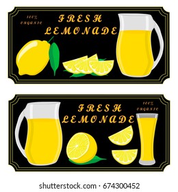 Vector icon illustration logo yellow jug, liquid lemonade, lemon background. Jug pattern consisting of glass pitcher filled waters lemonades, natural product. Lemonade, drink fresh raw liquid of jugs.