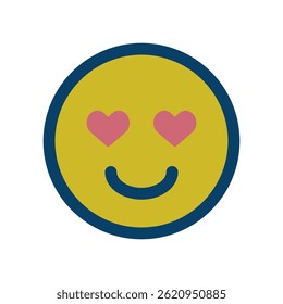 Vector icon illustration of a loved expression with heart-shaped eyes.