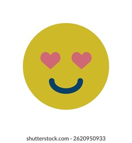 Vector icon illustration of a loved expression with heart-shaped eyes.