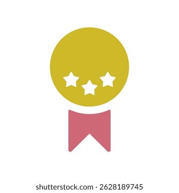 Vector icon illustration of a medal with three stars.