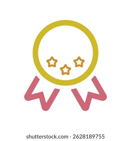 Vector icon illustration of a medal with three stars.