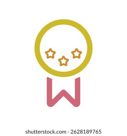 Vector icon illustration of a medal with three stars.