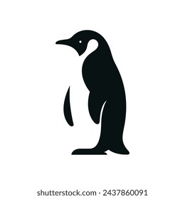 Vector Icon Illustration Minimalist Penguin Silhouette Logo