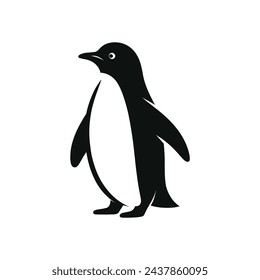 Vector Icon Illustration Minimalist Penguin Silhouette Logo