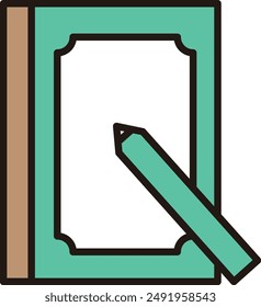 A vector icon illustration of a notebook and pencil.