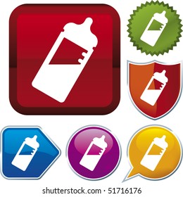 Vector icon illustration of nursery over diverse buttons. Only global colors. CMYK. Easy color and proportions changes.