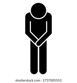 Vector Icon Illustration of a Person Bowing Respectfully for Greeting or Apology