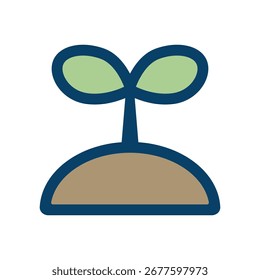 Ilustración de ícono de Vector de una planta que brota de la tierra.