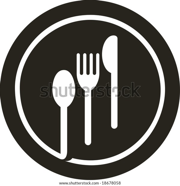 Vector Icon Illustration Plate Fork Knife Stock Vector (Royalty Free